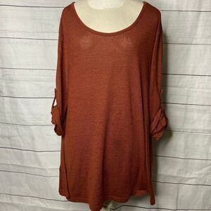 Simply Noelle XL rust orange rolled sleeve tunic